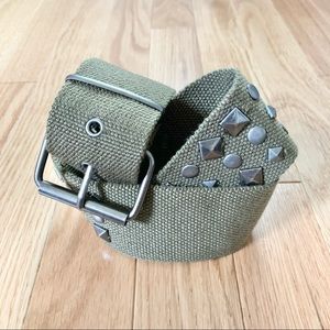 Olive Studded Canvas Belt | Size S